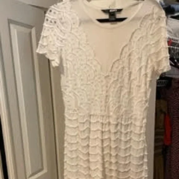Marc Jacobs | Dresses | Marc Jacobs White Short Sleeved Scallop Detail Mini  Tshirt Dress | Poshmark